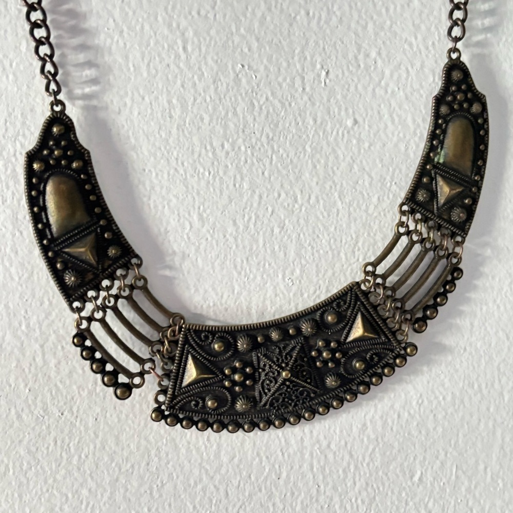 Vintage Gold Statement Choker Bib Necklace